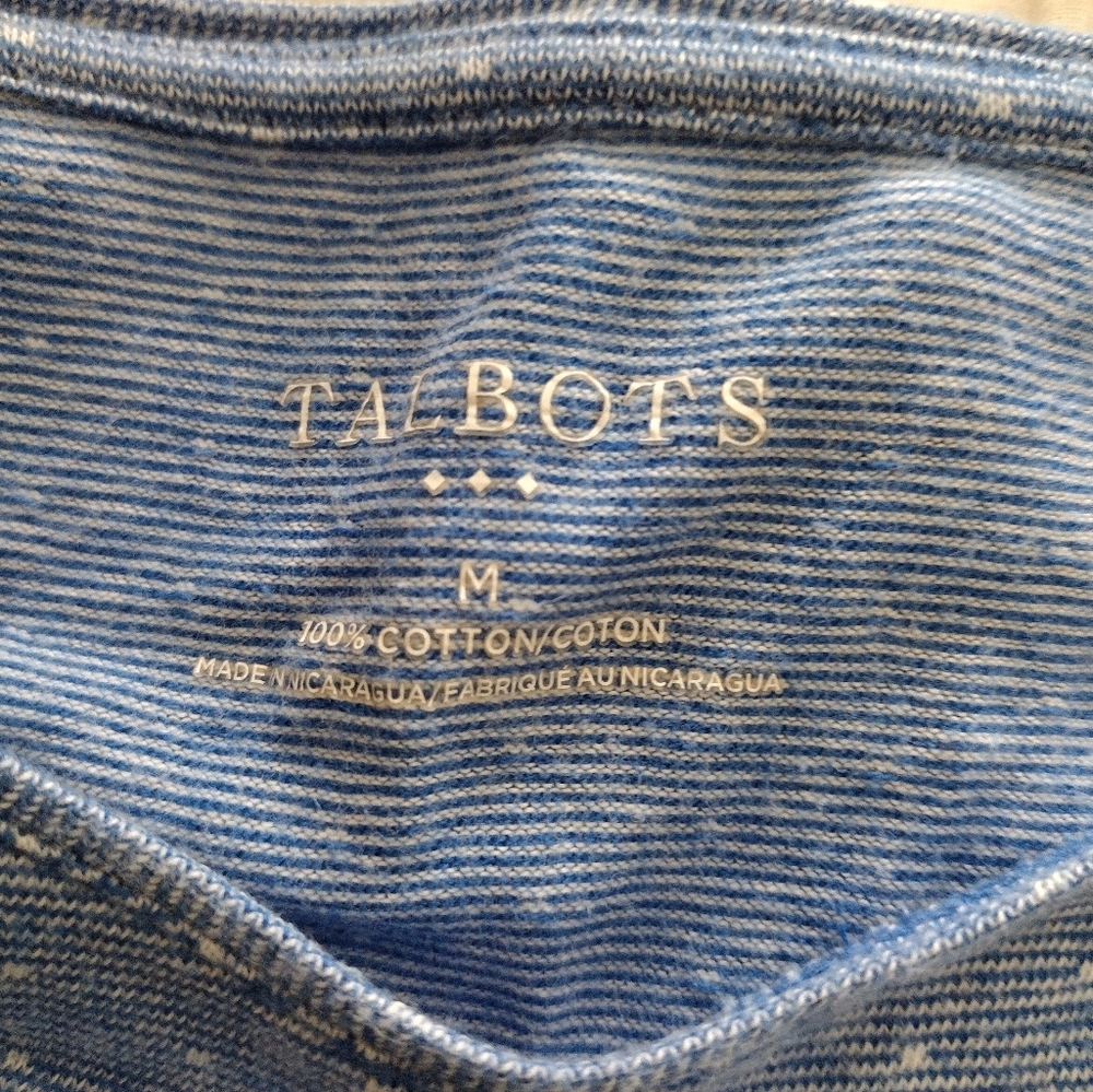 EUC SIZE MED.   Talbots Blue and White Striped Cotton Shirt